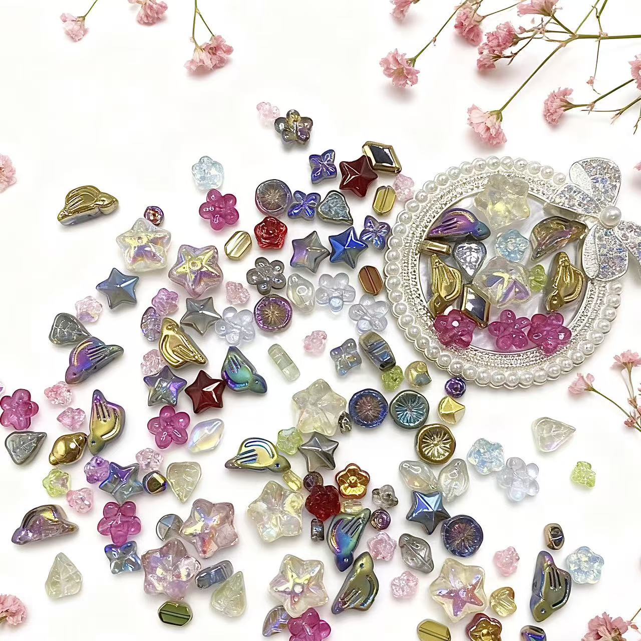 【Q475】メッキ高級ガラスチャーム