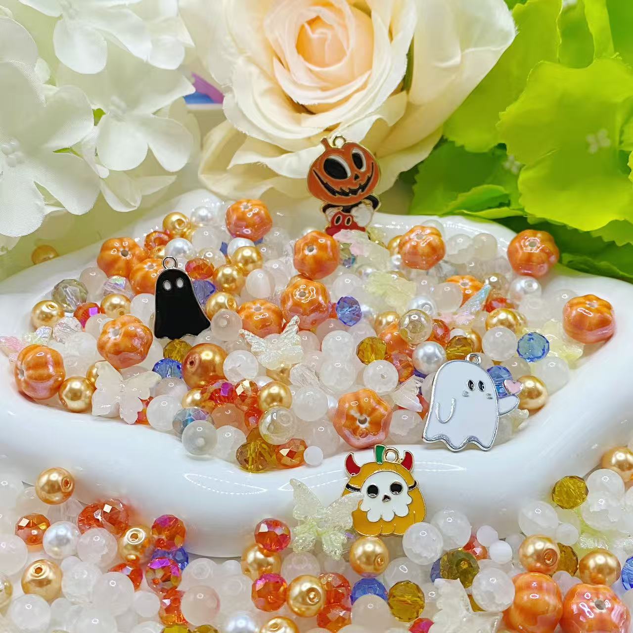 【Q291】カボチャちゃん *キャツアイ*陶磁器*ソフト蝶々*高級キラキラ*瑠璃