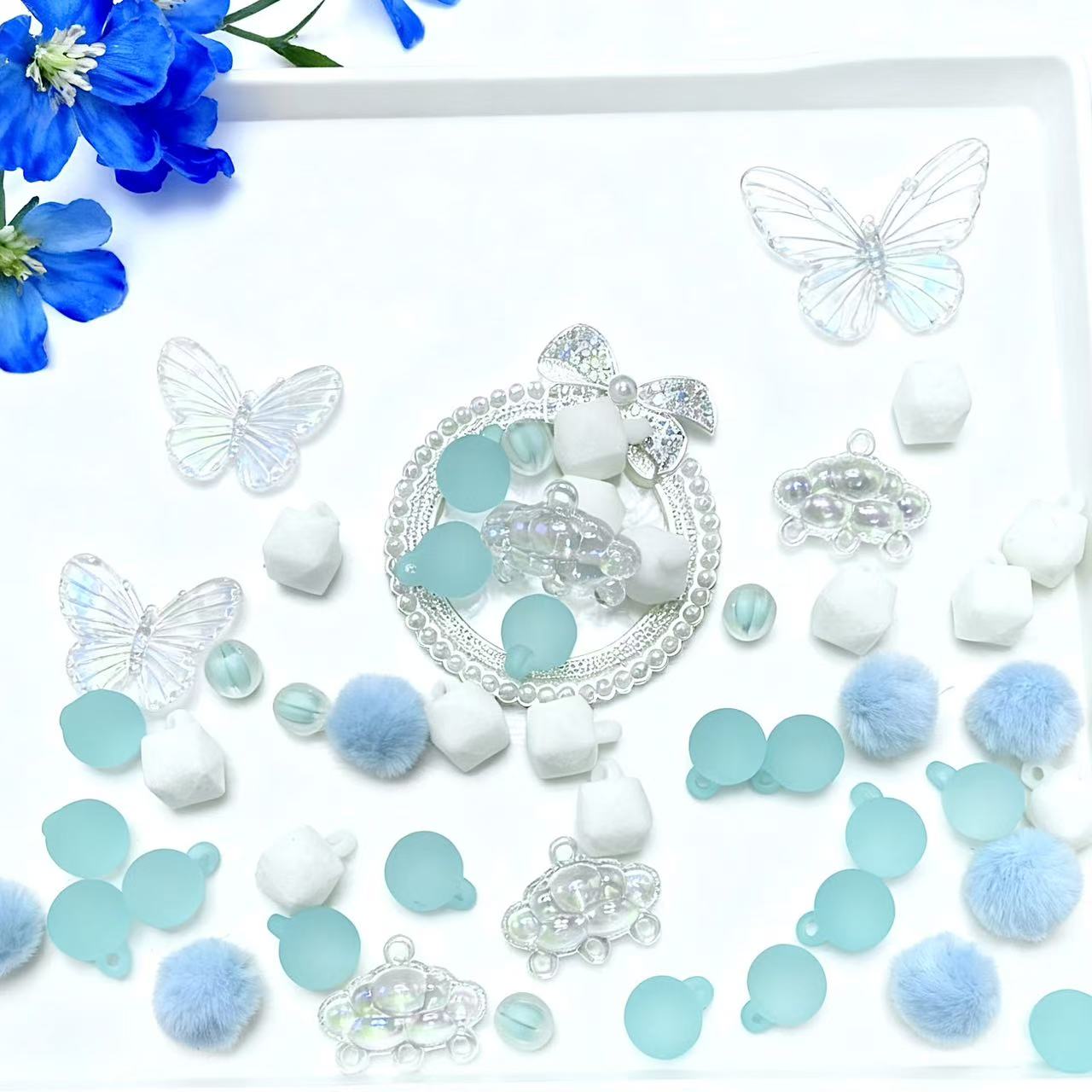 【Q419】ミントシフォン リース用ビーズ