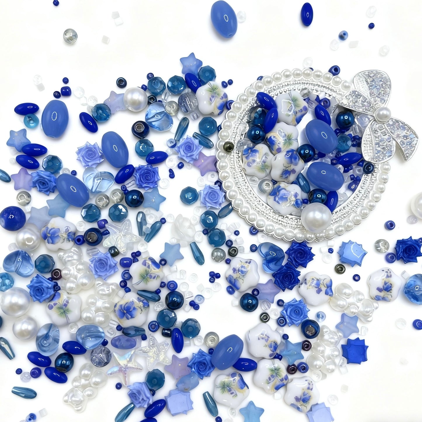 【Q478】青薔薇荘園 陶磁器*ソフトバラ*高級キラキラ**高級アクリル