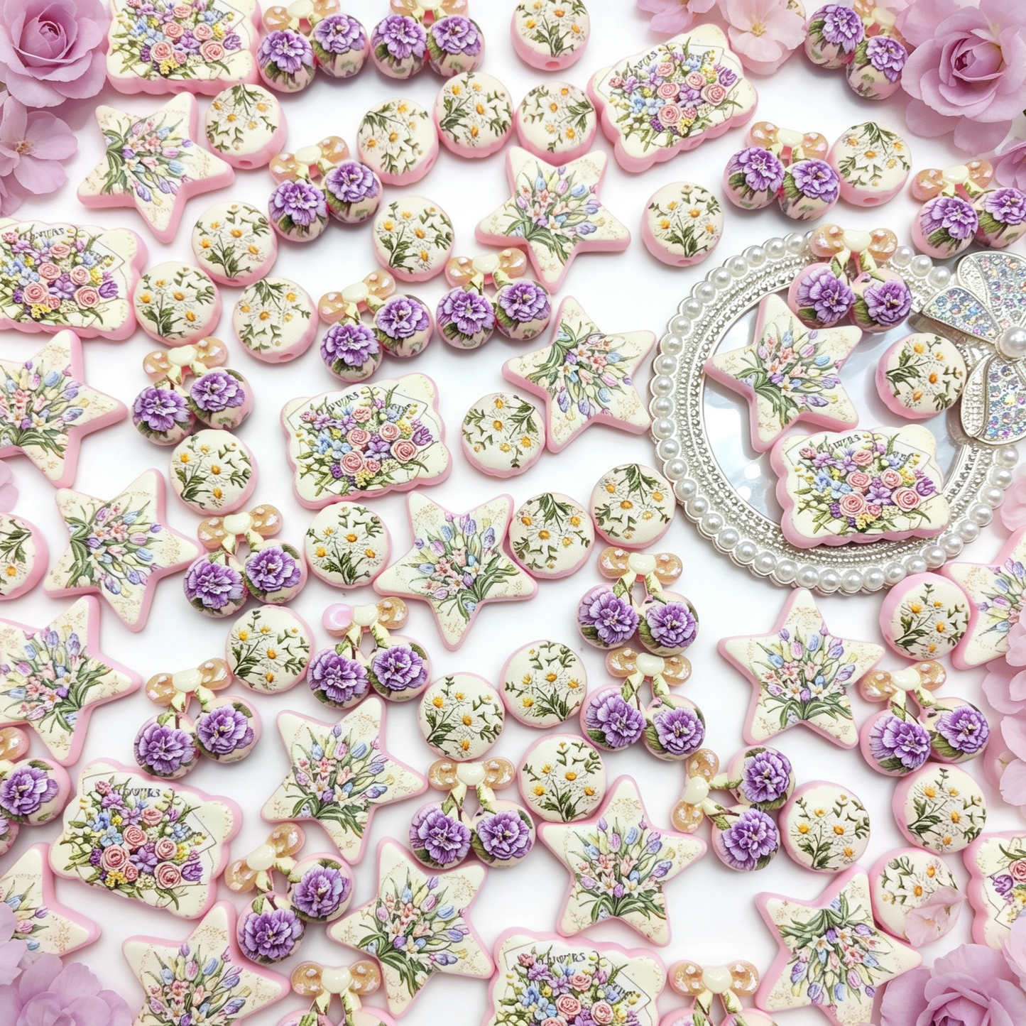 【Q1403】花束 刺繍浮き彫り