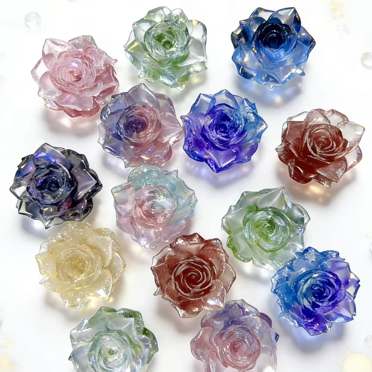 【Q622】美しい夜光バラ ヒートン付き