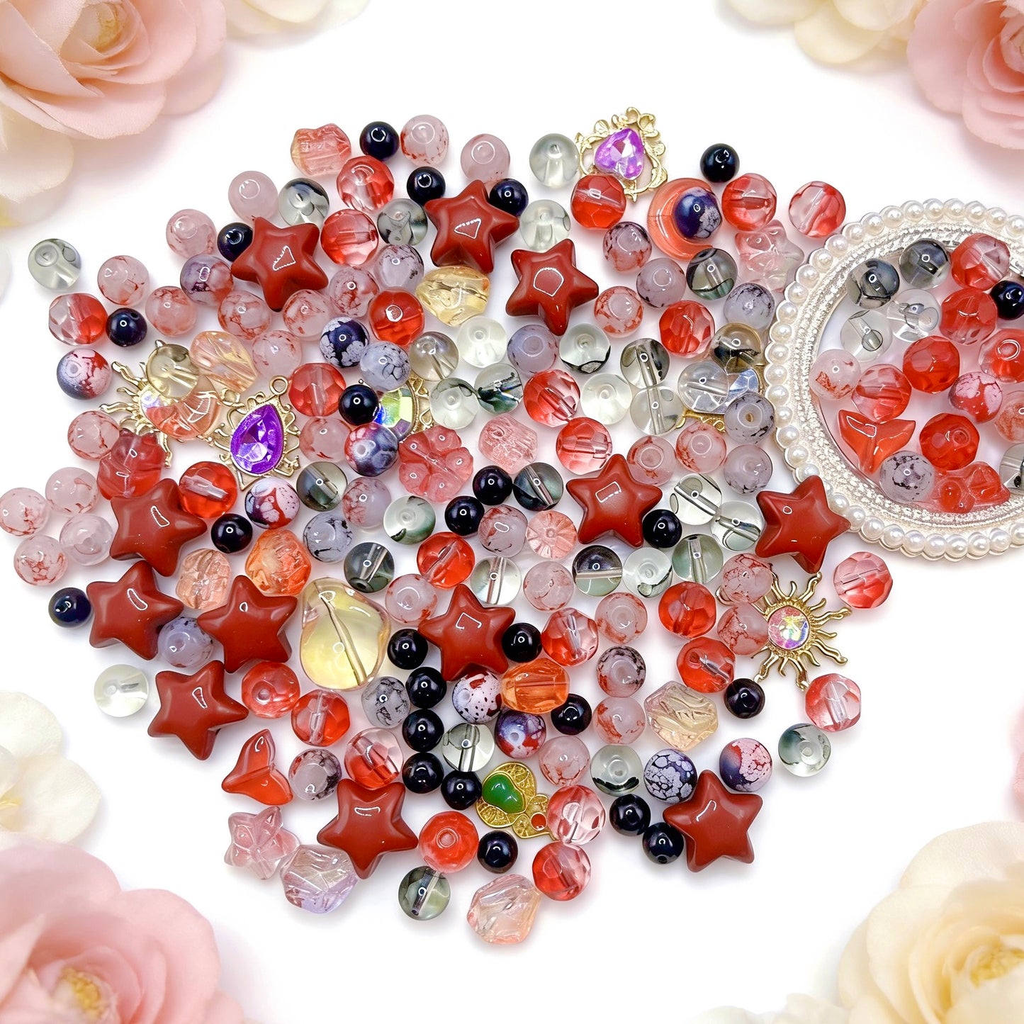 【Q944】ルビー シマー アクリル*高級ガラス*瑠璃