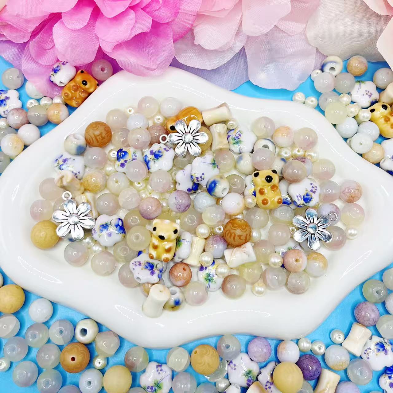 【Q102】始まりの日 菩提*3種類陶磁器*アクリル*瑠璃