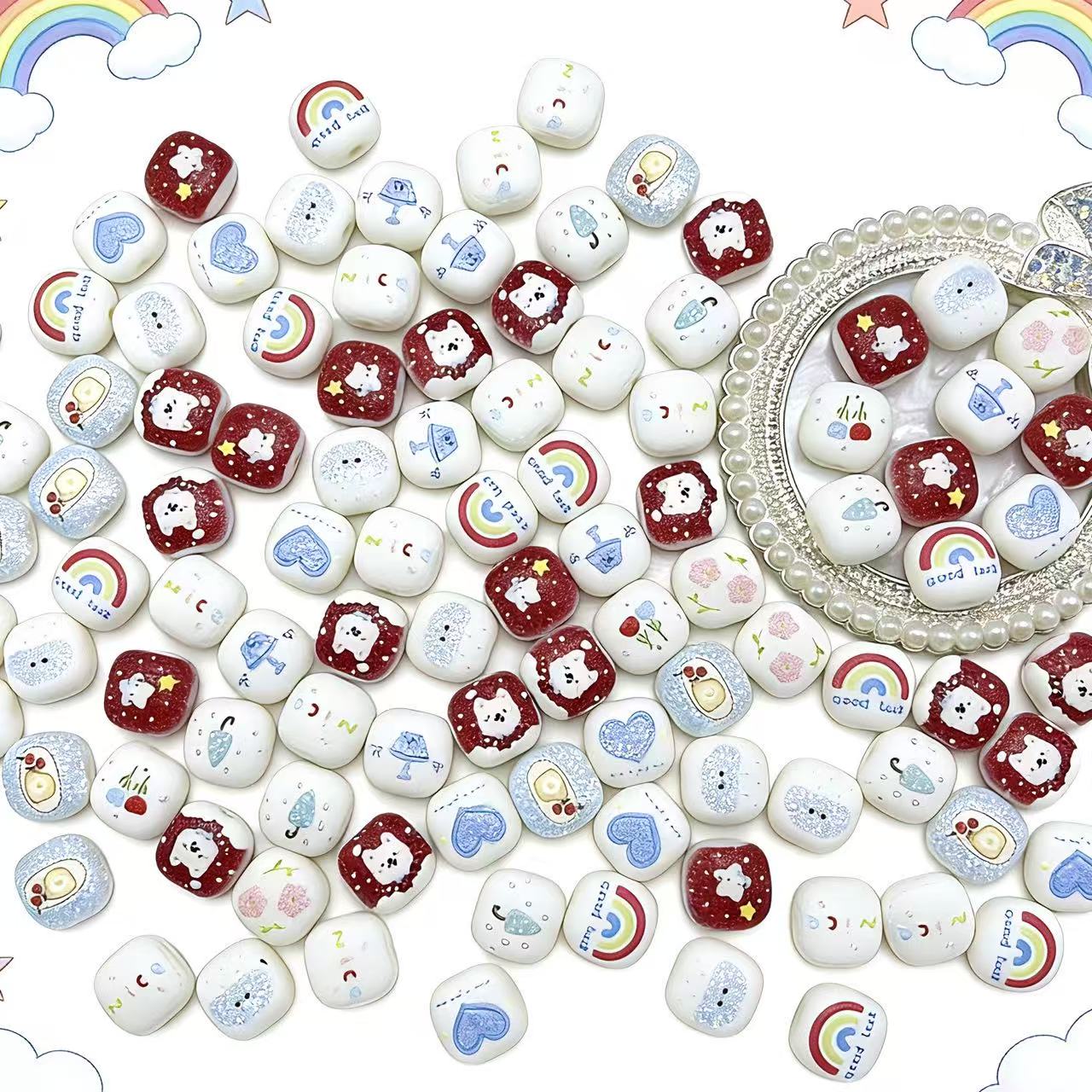 本日限定サービス【Q632】可愛い饅頭ビーズ 浮き彫り