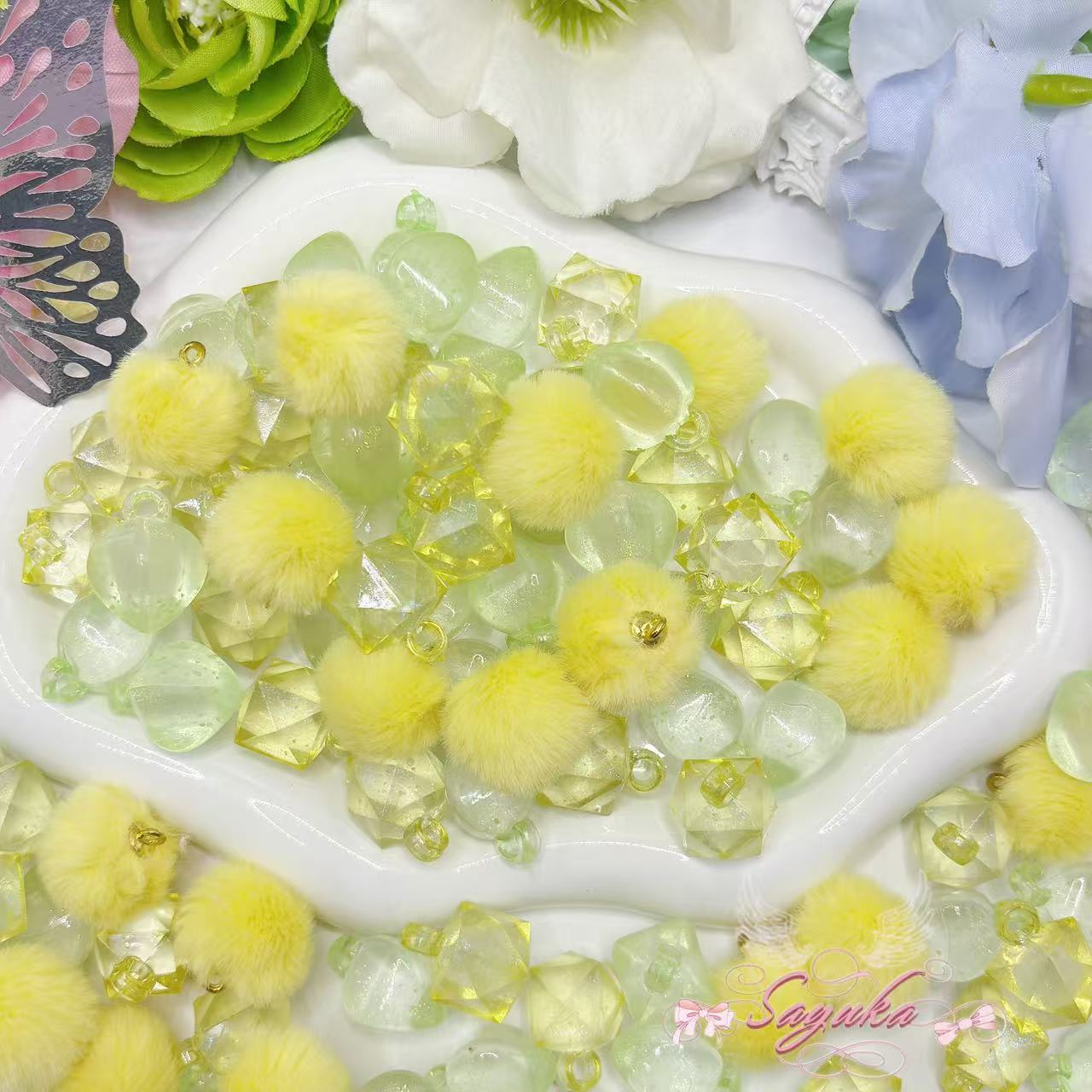 【Q128】こはくはちみつ リース用ビーズ