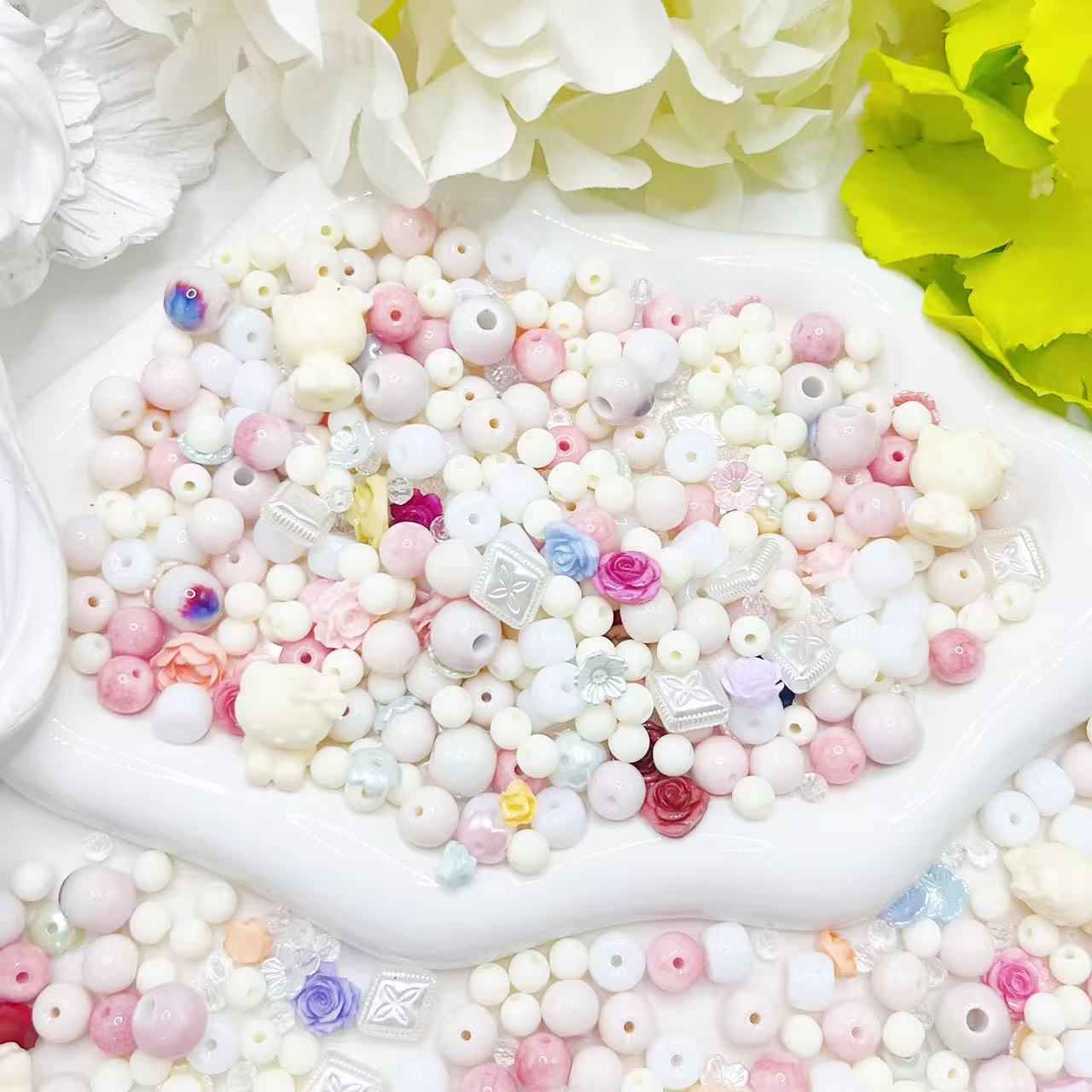 【Q180】キャンディークラウド 花*陶磁器*高級アクリル*高級キラキラ*瑠璃