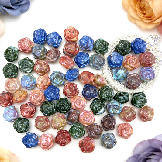 【Q731】油絵バラ　高品質ガラス