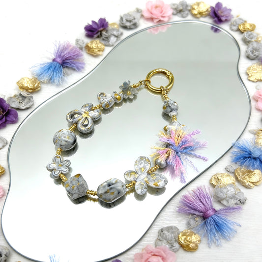 【Q678】山水画-天使グレー　アクリル