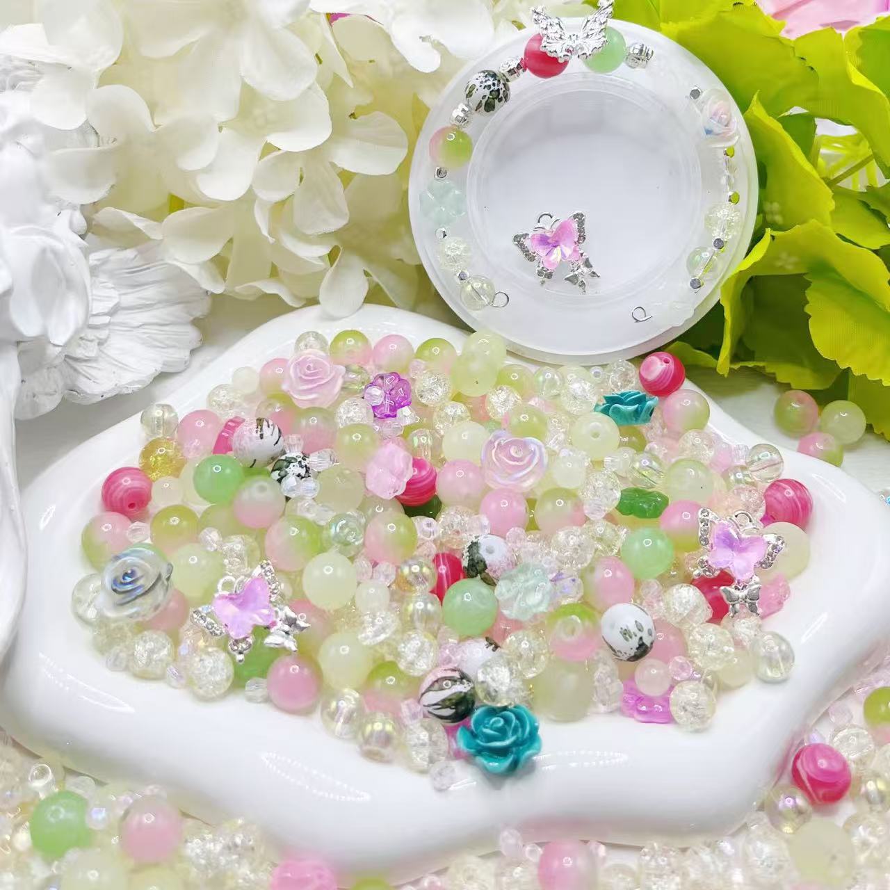 【Q177】ホログラムアイス バラ*クローバー*瑠璃