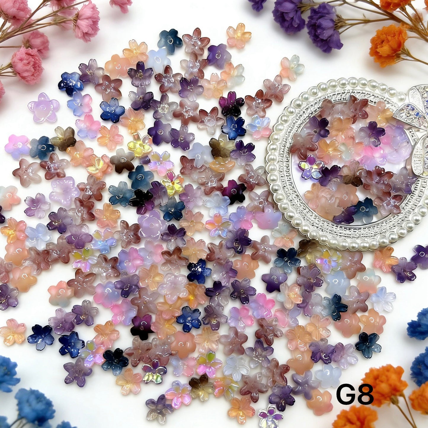 1/25＜G＞花ガラスチャーム