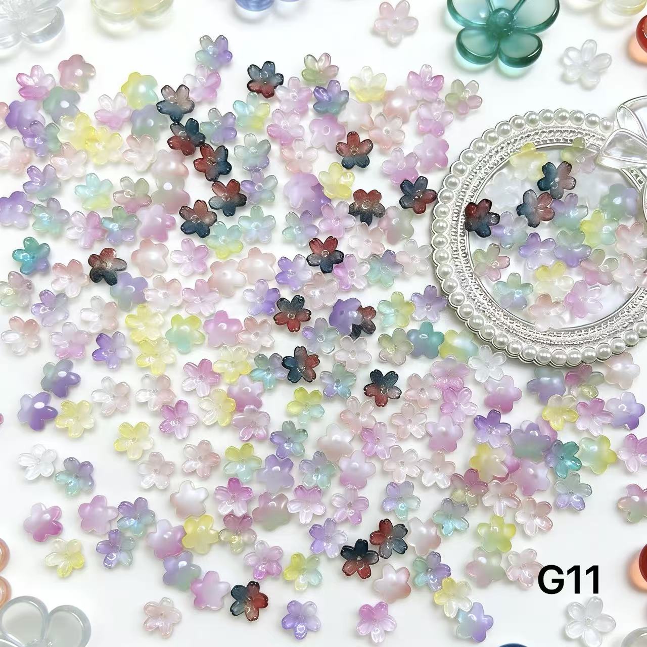 1/25＜G＞花ガラスチャーム