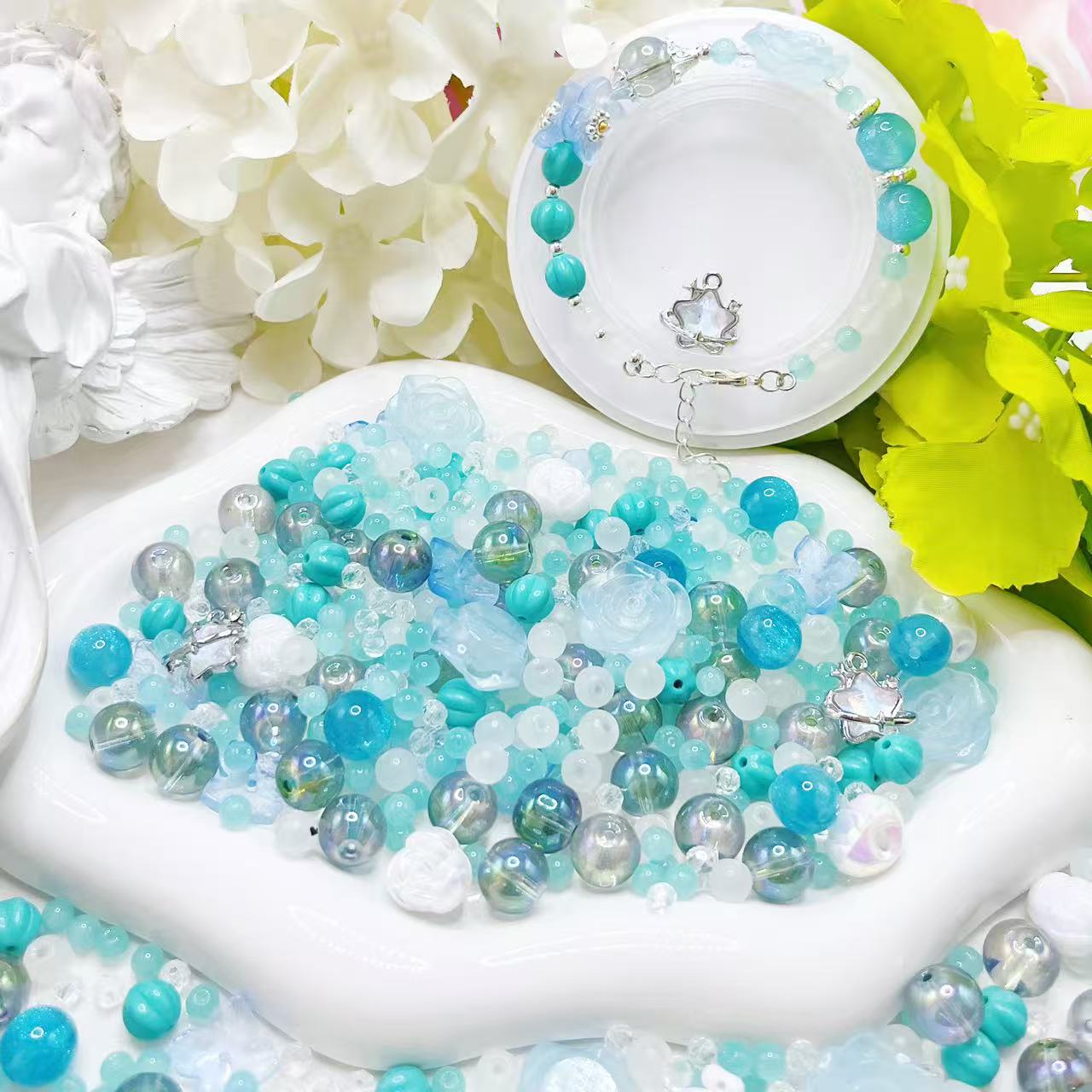 【Q181】セルリアンブルー 樹脂*蝶々*高級キラキラ*瑠璃