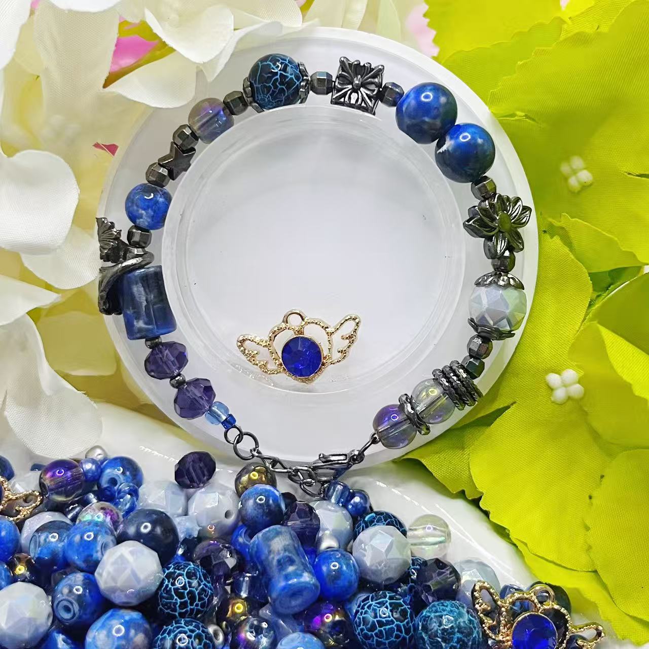 【Q208】インクオーシャン 風化瑪瑙*高級キラキラ*瑠璃