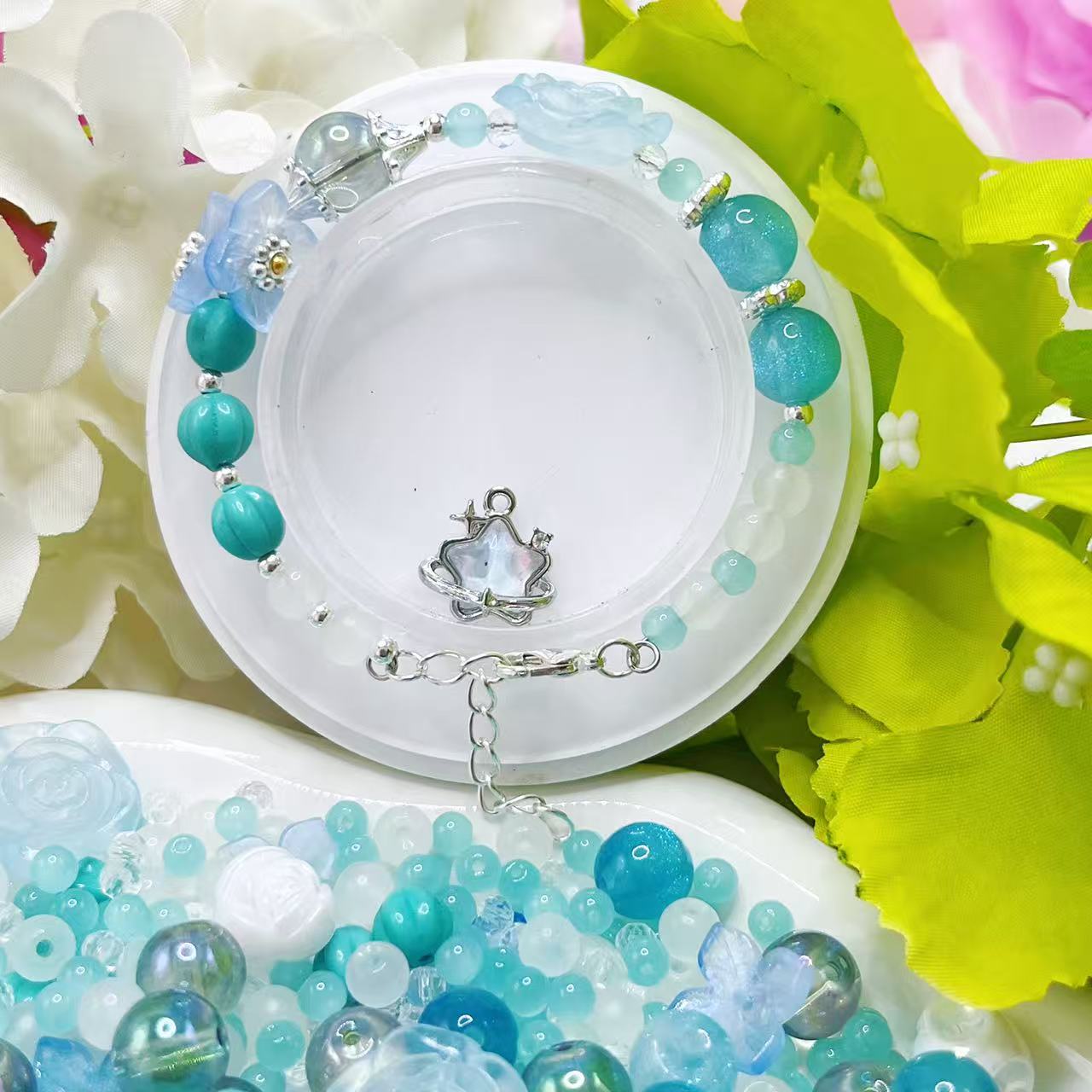 【Q181】セルリアンブルー 樹脂*蝶々*高級キラキラ*瑠璃