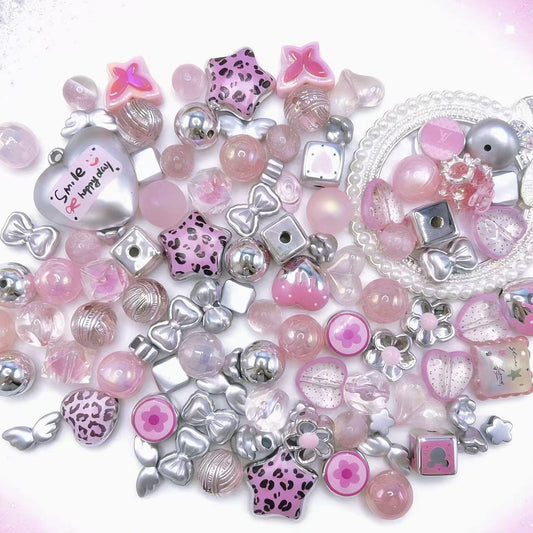 【Q674】銀桃豹粉　アクリル*樹脂