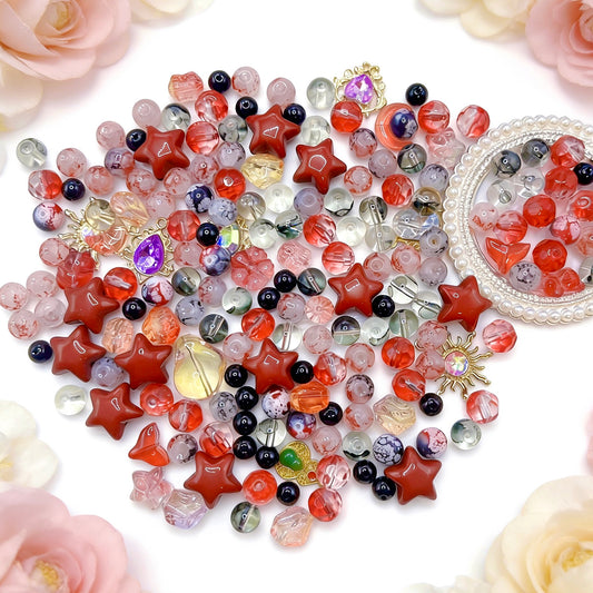 【Q944】ルビー　シマー アクリル*高級ガラス*瑠璃