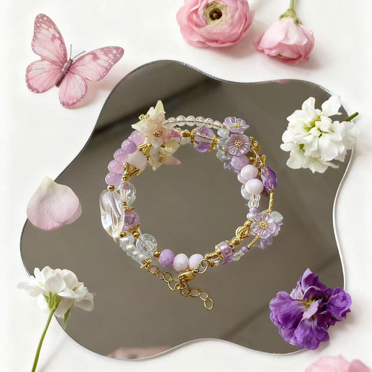 【Q365】鏡花水月 樹脂*薔薇*ソフト蝶々*高級キラキラ*瑠璃