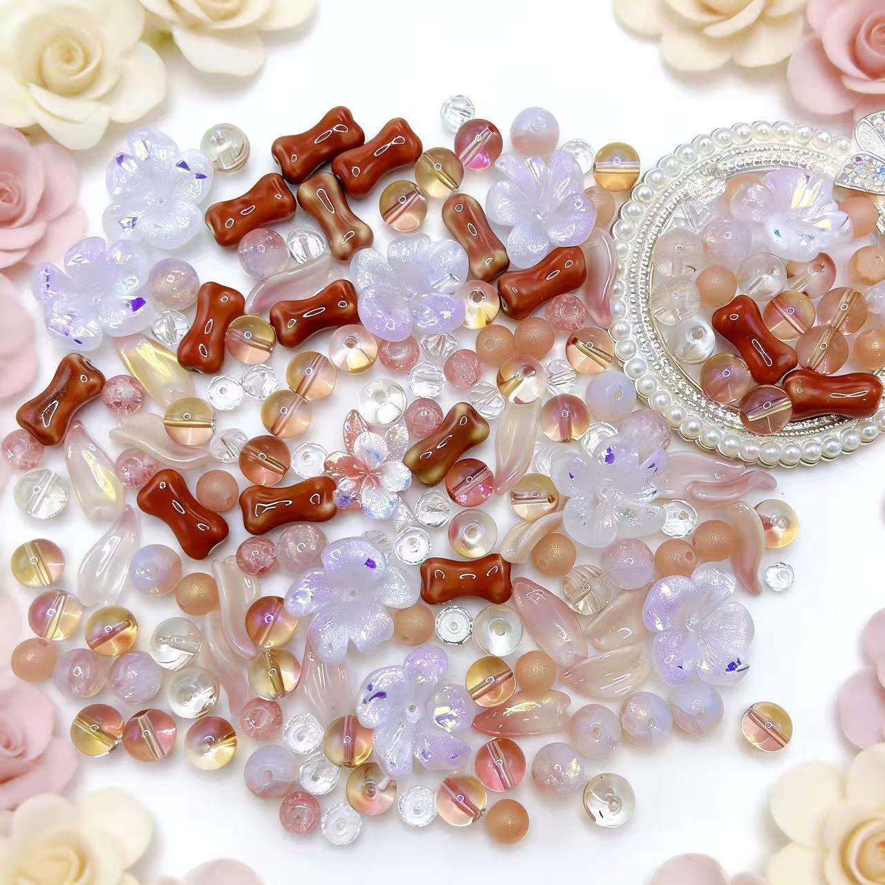 【Q1022】花幼い　陶磁器*キラキラ＊瑠璃