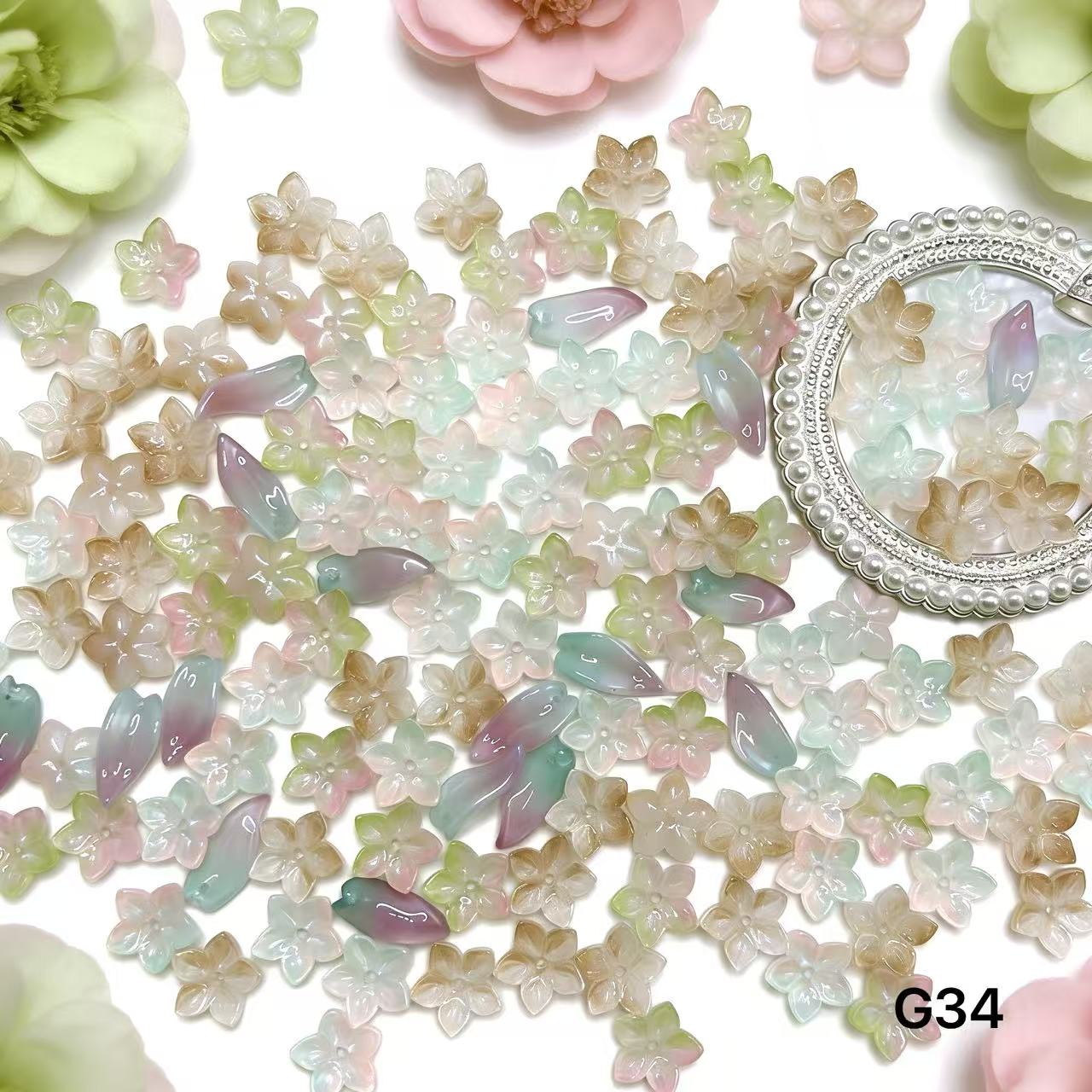 1/25＜G＞花ガラスチャーム