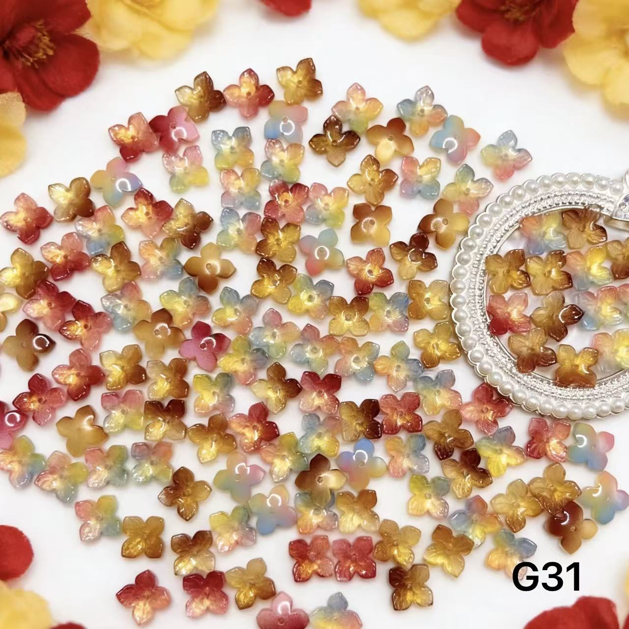 1/25＜G＞花ガラスチャーム