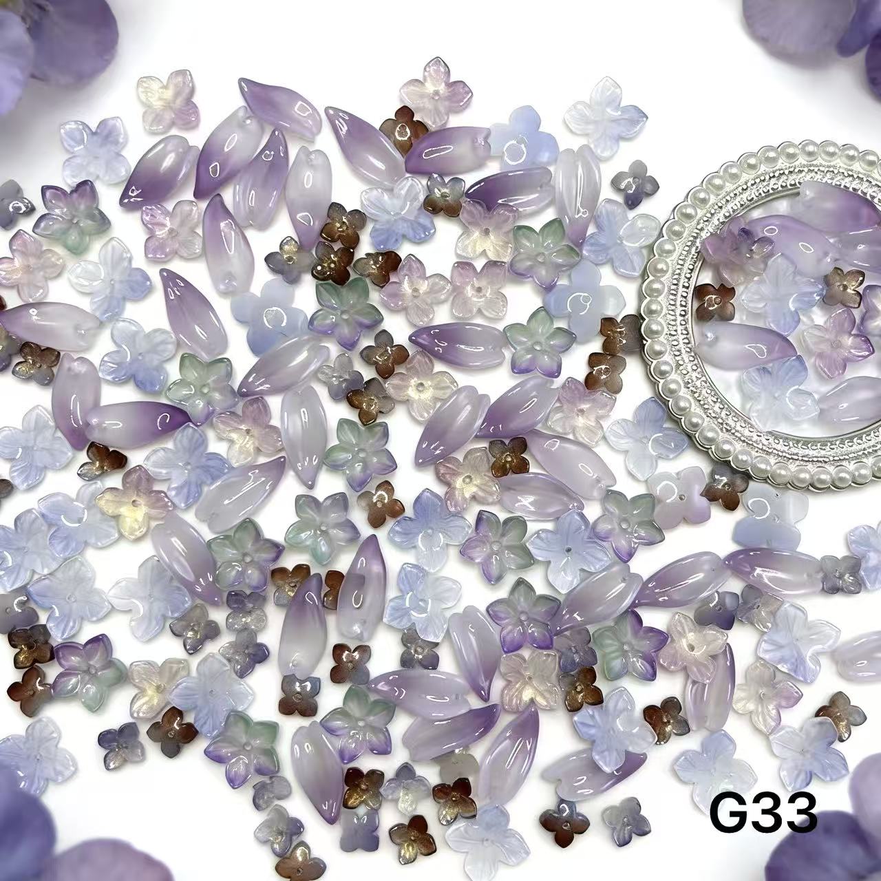 1/25＜G＞花ガラスチャーム