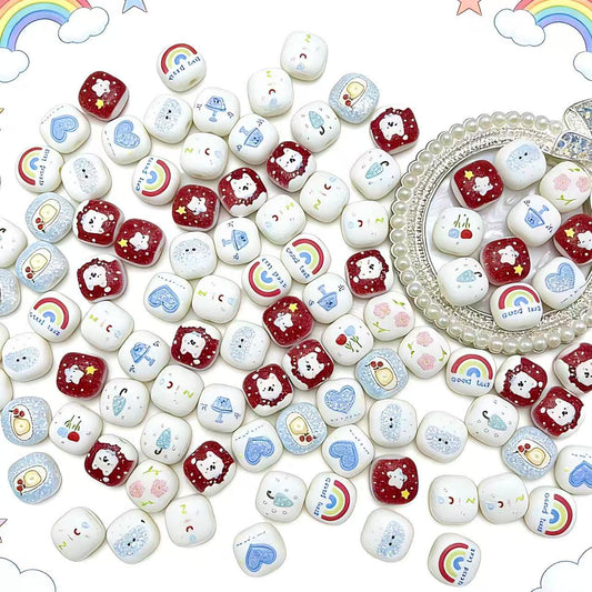 本日限定サービス【Q632】可愛い饅頭ビーズ　浮き彫り