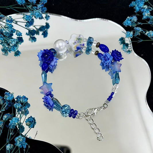 【Q478】青薔薇荘園 陶磁器*ソフトバラ*高級キラキラ**高級アクリル